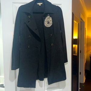 Cabi grey pea jacket with pin size small